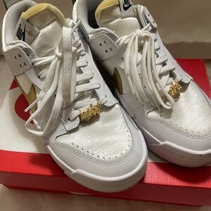 Nike White and Gold Athletic Shoes